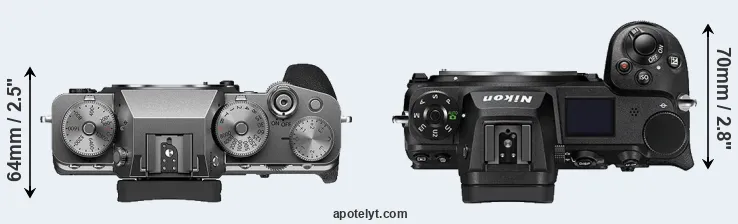 Compare X-T4 versus Z6 II top