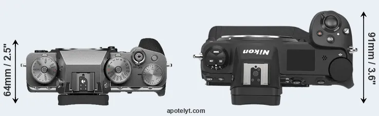 Compare X-T4 versus Z9 top