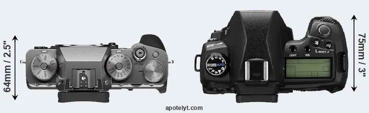 Compare X-T4 versus E-30 top