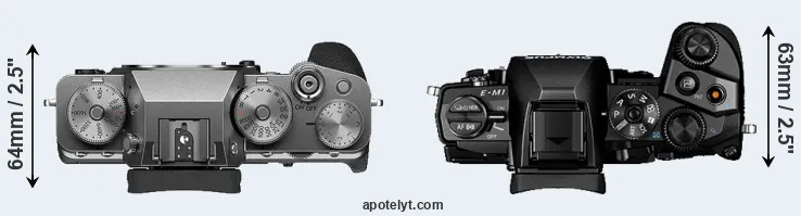 Compare X-T4 versus E-M1 top