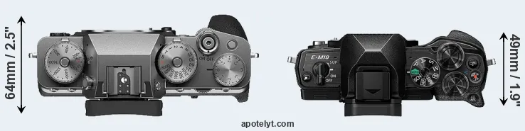 Compare X-T4 versus E-M10 IV top