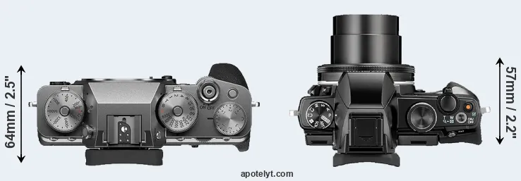 Compare X-T4 versus Stylus 1 top