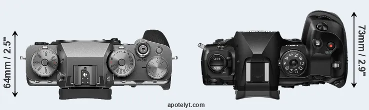 Compare X-T4 versus OM-1 top