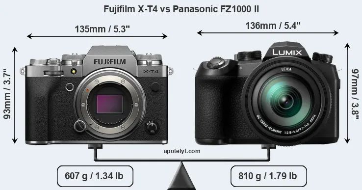 Size Fujifilm X-T4 vs Panasonic FZ1000 II