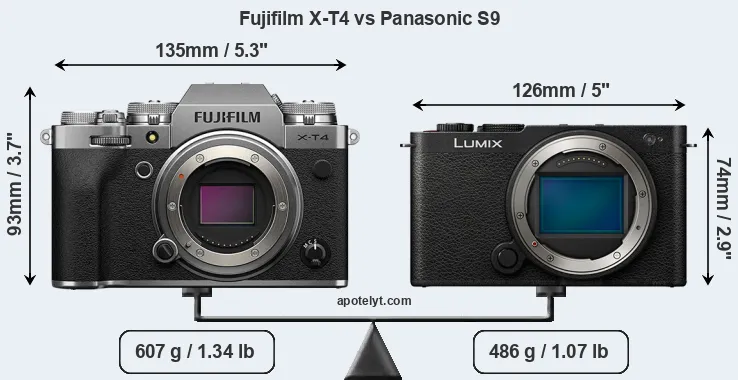 Size Fujifilm X-T4 vs Panasonic S9