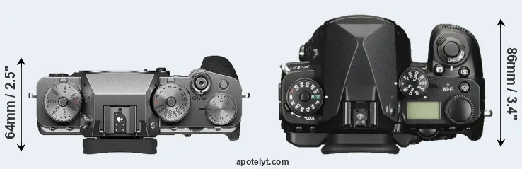 Compare X-T4 versus K-1 II top