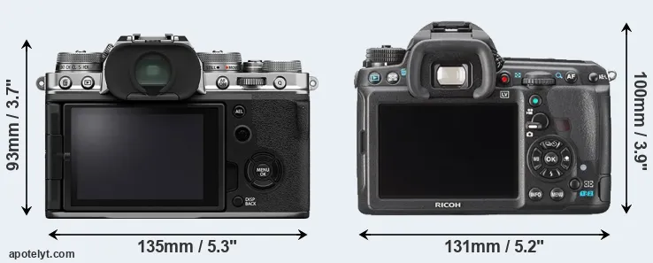 Comparison X-T4 or K-3 rear