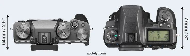 Compare X-T4 versus K-3 top