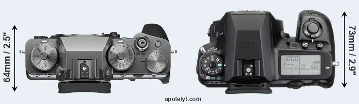 Compare X-T4 versus K-5 II top