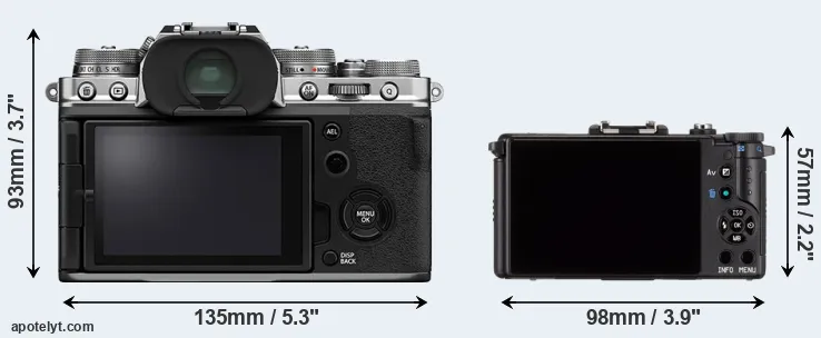 Comparison X-T4 or Pentax Q rear