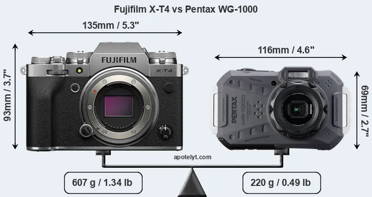 Size Fujifilm X-T4 vs Pentax WG-1000