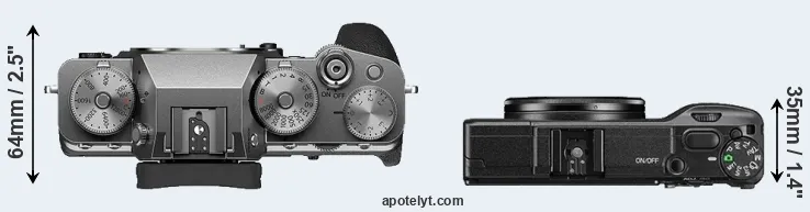 Compare X-T4 versus GR II top