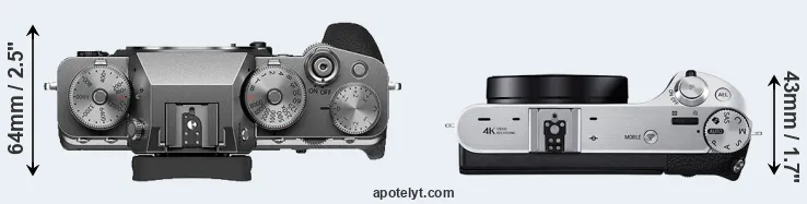 Compare X-T4 versus NX500 top