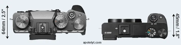 Compare X-T4 versus A6000 top