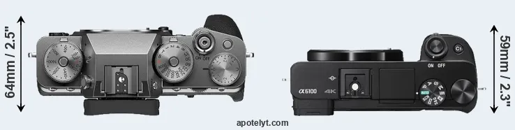 Compare X-T4 versus A6100 top