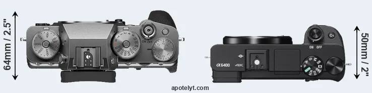 Compare X-T4 versus A6400 top