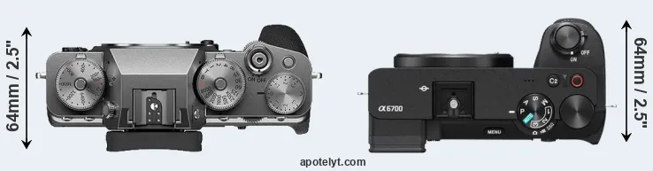 Compare X-T4 versus A6700 top