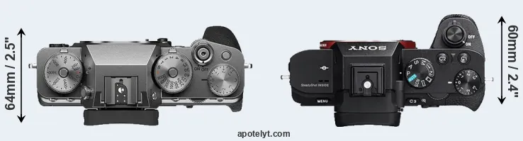 Compare X-T4 versus A7 II top