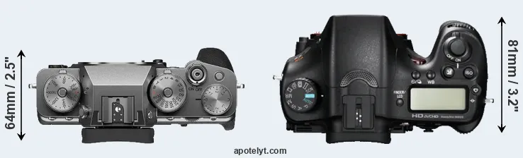 Compare X-T4 versus A77 top