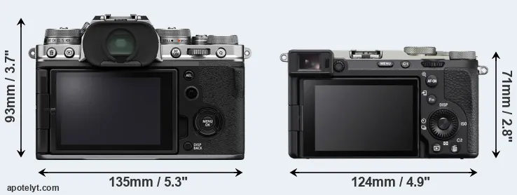 Comparison X-T4 or A7C II rear