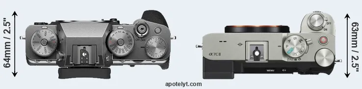 Compare X-T4 versus A7C II top