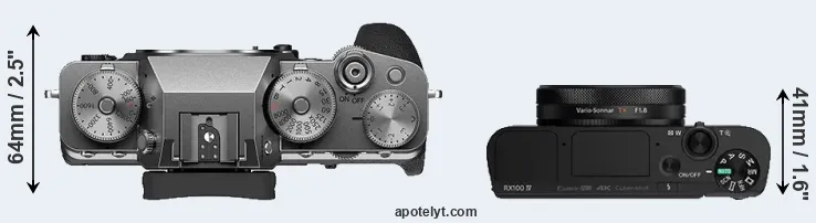 Compare X-T4 versus RX100 IV top