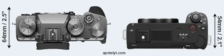 Compare X-T4 versus ZV-E1 top