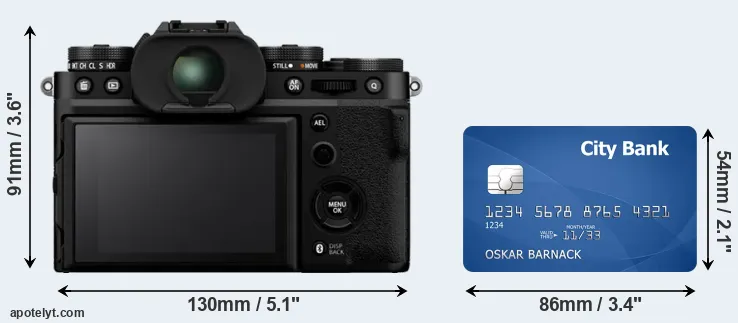 X-T5 and credit card rear side