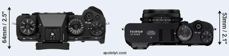 Compare X-T5 versus X100V top