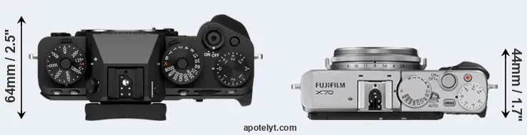 Compare X-T5 versus X70 top