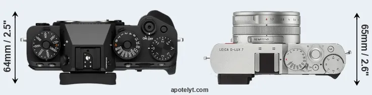 Compare X-T5 versus D-LUX 7 top