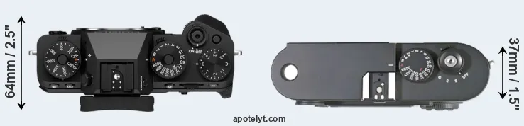 Compare X-T5 versus M8 top