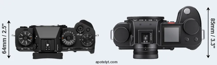 Compare X-T5 versus Leica SL3 top