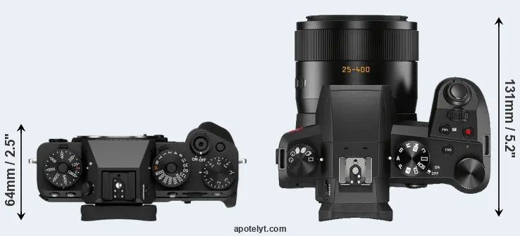 Compare X-T5 versus V-LUX 5 top