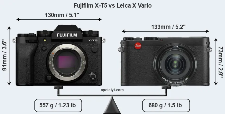 Size Fujifilm X-T5 vs Leica X Vario