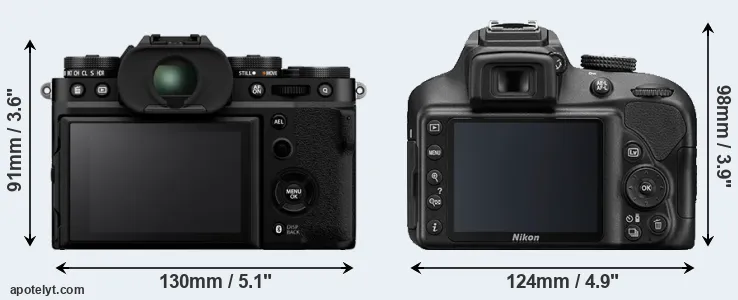 Comparison X-T5 or D3400 rear