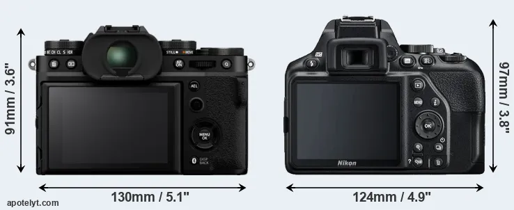 Comparison X-T5 or D3500 rear