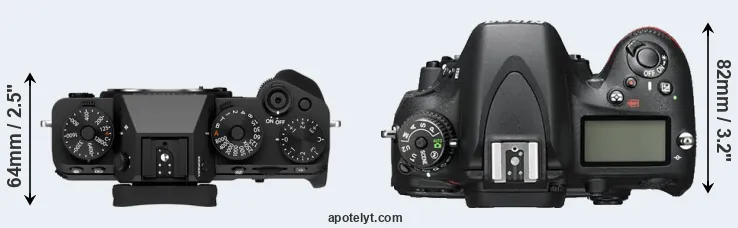 Compare X-T5 versus D600 top