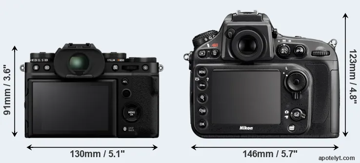 Comparison X-T5 or D800E rear