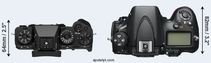 Compare X-T5 versus D800E top