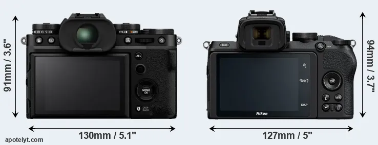 Comparison X-T5 or Z50 rear