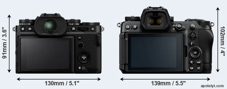 Comparison X-T5 or Z6 III rear