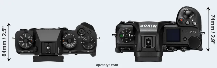 Compare X-T5 versus Z6 III top