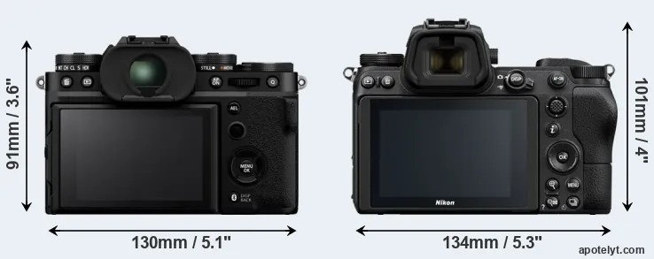 Comparison X-T5 or Z7 rear