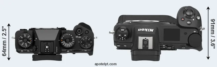 Compare X-T5 versus Z9 top