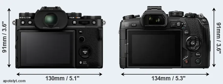 Comparison X-T5 or E-M1 II rear