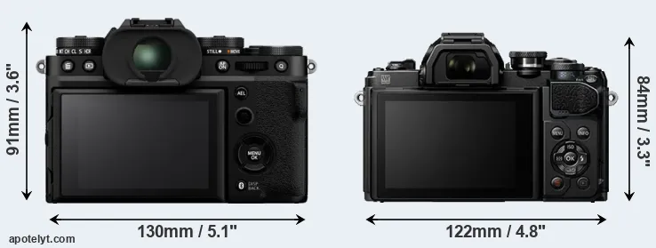 Comparison X-T5 or E-M10 III rear