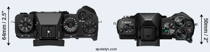 Compare X-T5 versus E-M10 III top