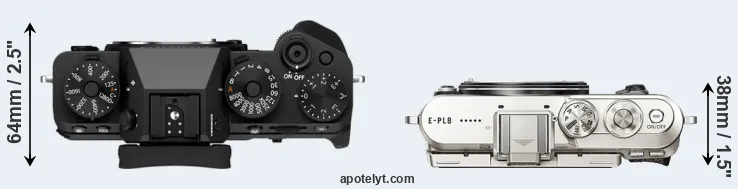 Compare X-T5 versus E-PL8 top