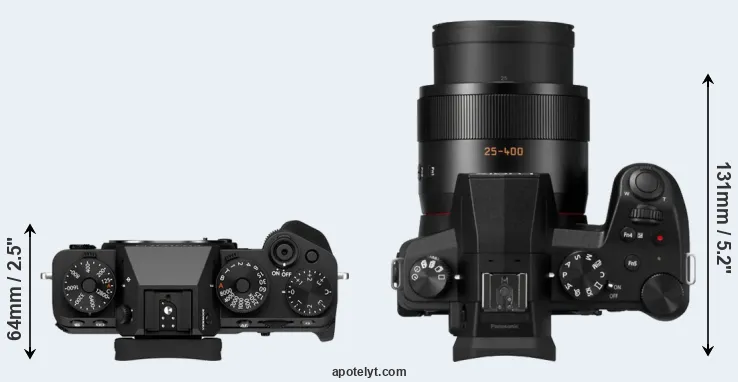 Compare X-T5 versus FZ1000 II top
